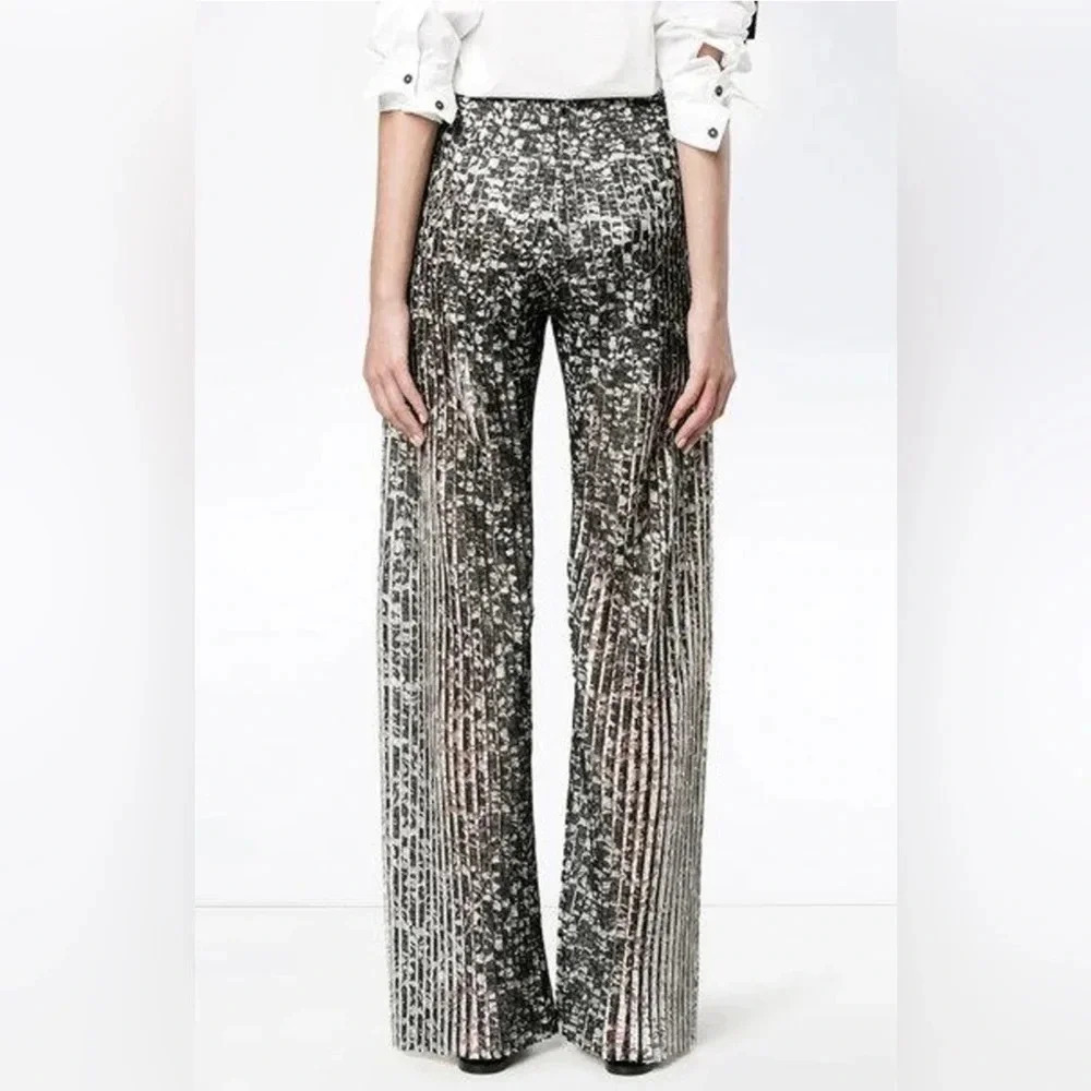 ! Huishan Zhang Pleated Lace Trousers In Black Sz 8 — image 4 of 8